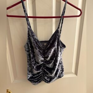 Urban Outfitters Velvet Ruched Camisole - Gray Size S
